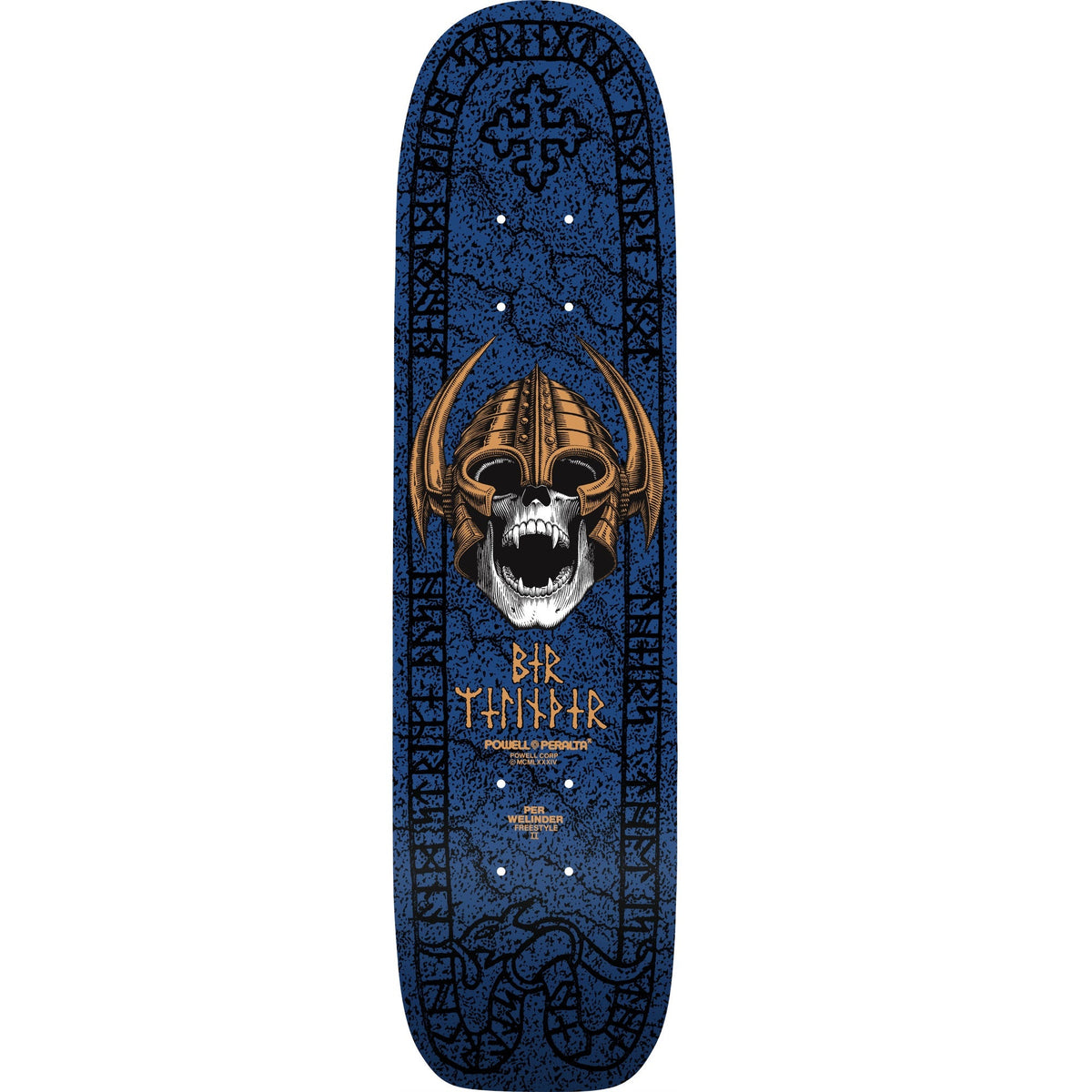 Powell Peralta Per Welinder Nordic Skull Freestyle Skateboard Deck - 7.25″ Navy/Gold
