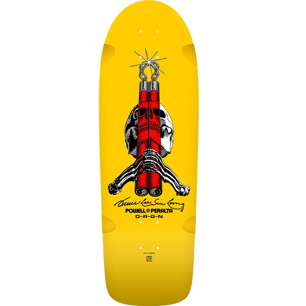 Powell Peralta Skull & Nunchucks Bruce Lee Skateboard Deck - 10″ Yellow