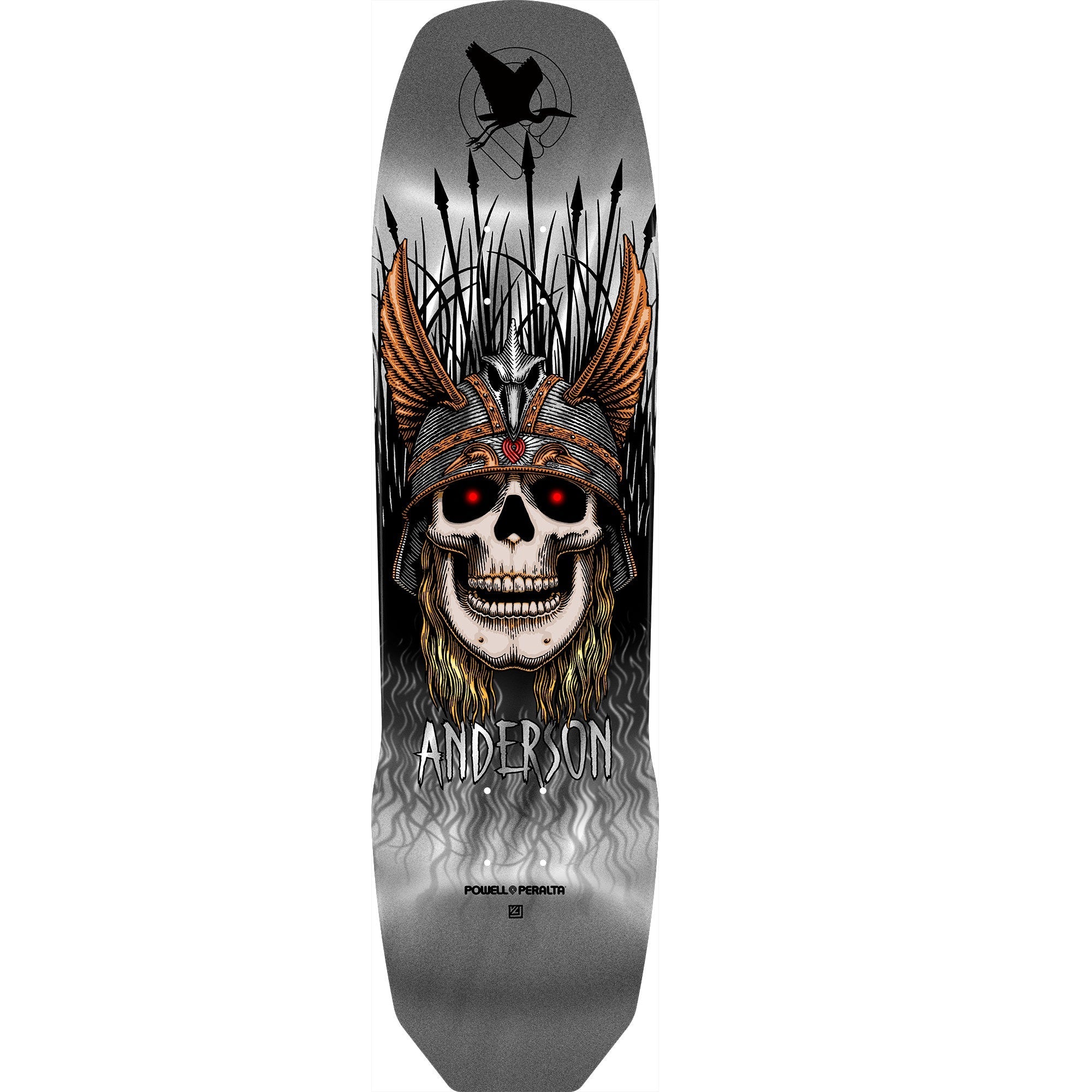 Powell Peralta Pro Andy Anderson Heron 7-Ply Maple Skateboard Deck - 8.45″ Silver Foil