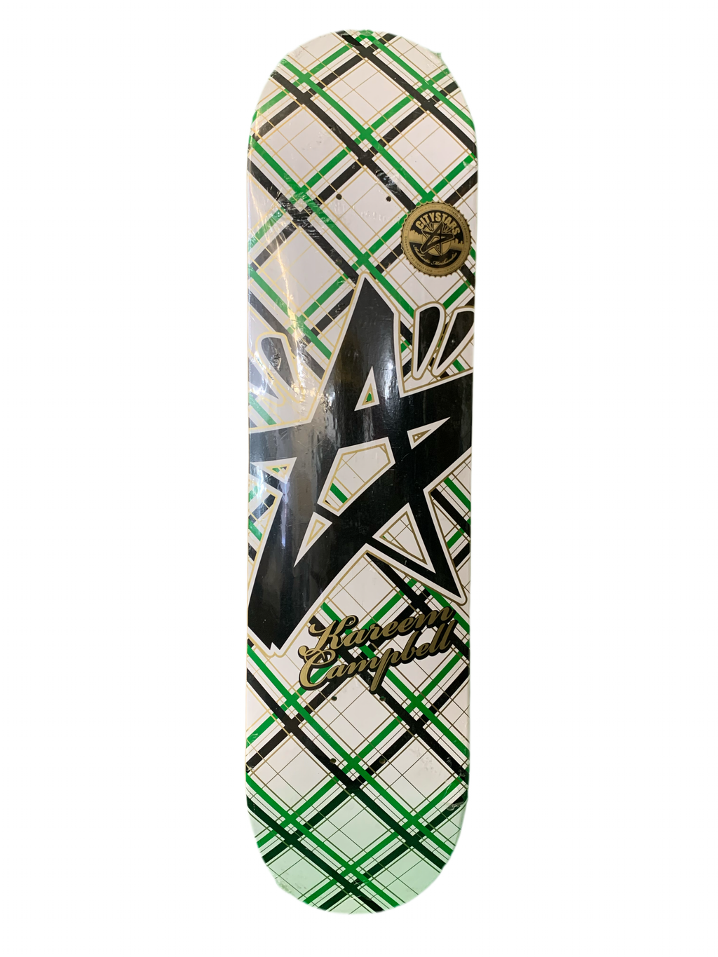 City Stars Kareem Campbell White/Gold 7.6" Classic Skateboard Deck