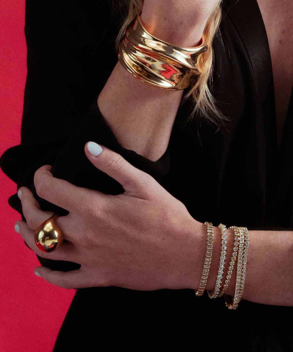 Laura Gold Emerald-Cut CZ Tennis Bracelet