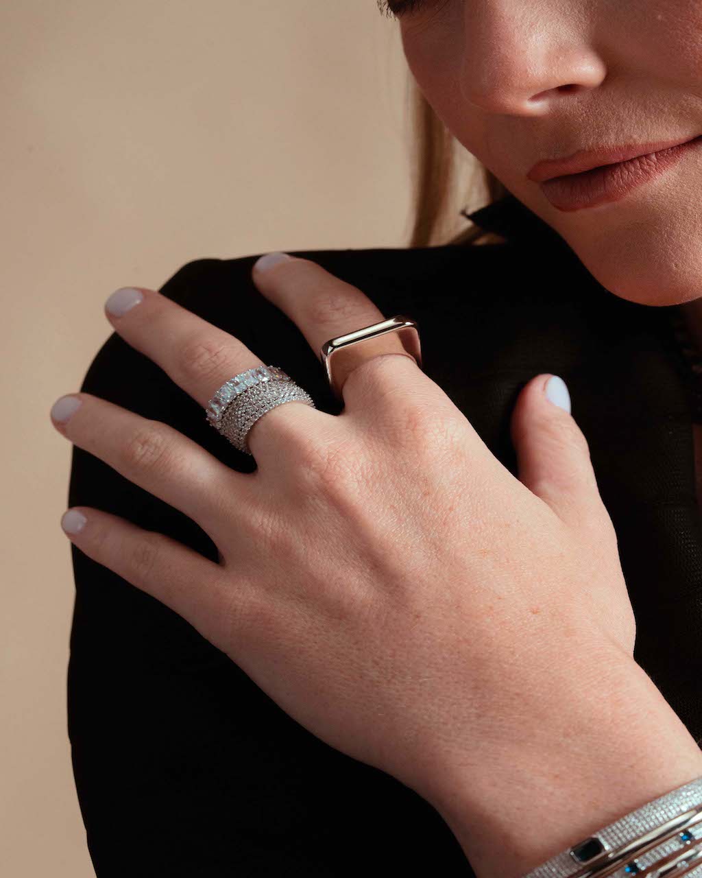 Lily Chunky Square Gold Signet Statement Ring