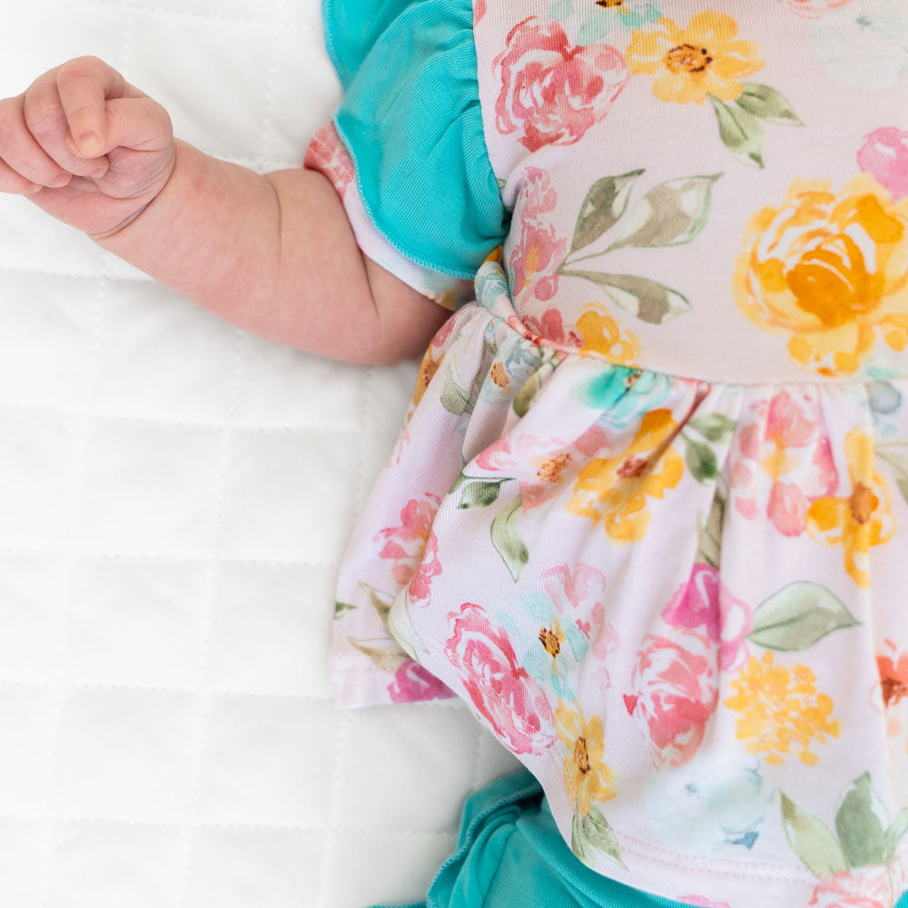 Kayelee Floral Bamboo Peplum + Bummie Set