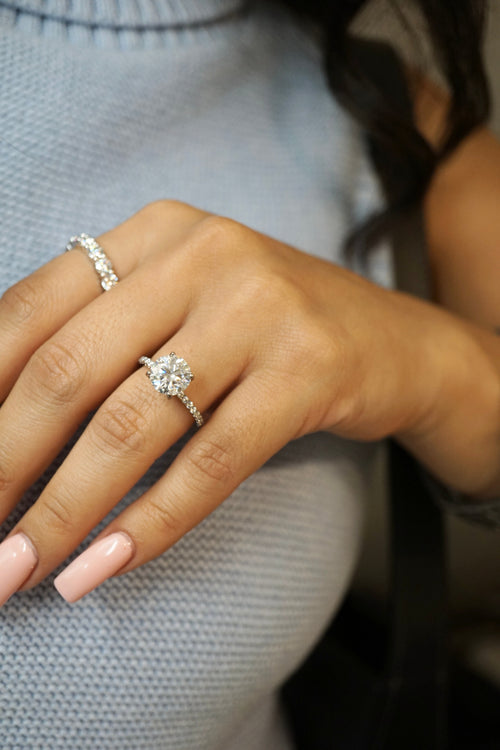3.0ct Round Cut Moissanite Accented Engagement Ring