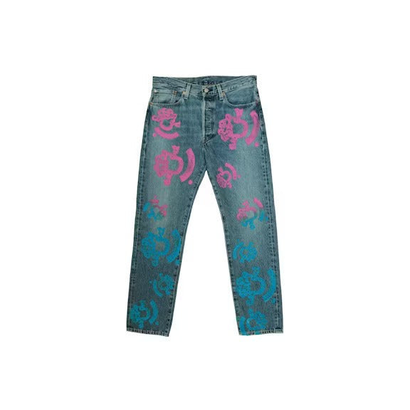 Denim Tears Bstroy Tears 501 Light Wash Jean Pink/Blue