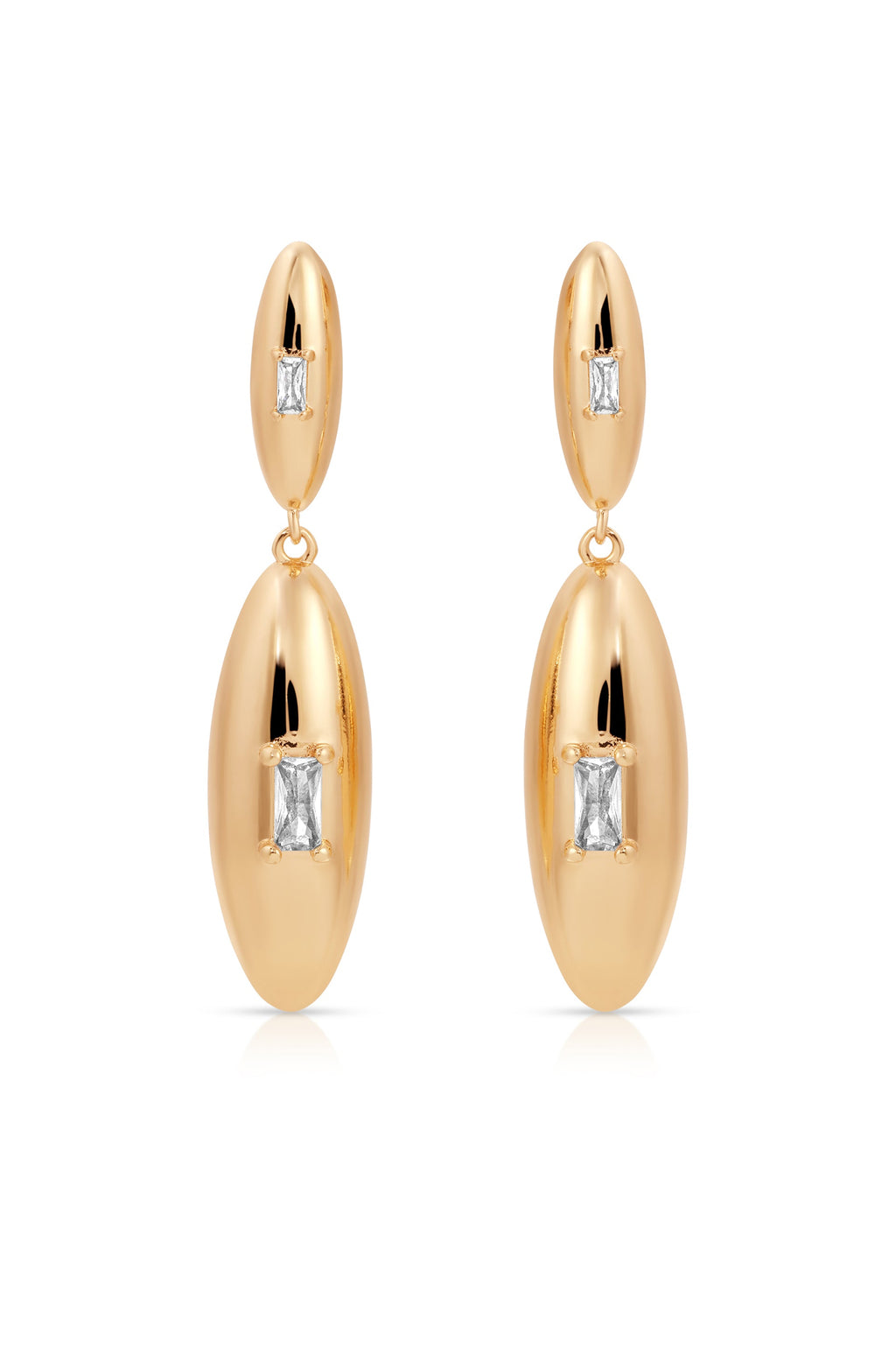 Oval Dome Double Drop Earrings