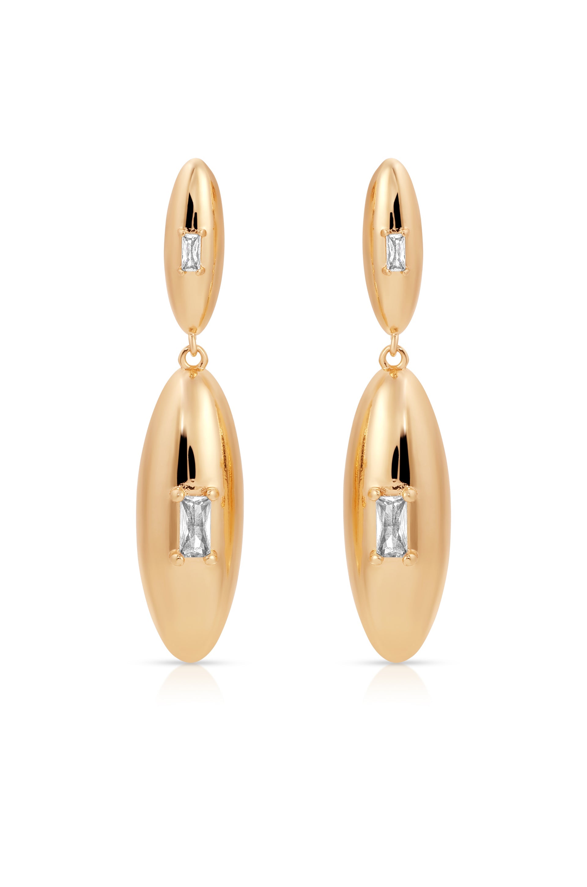 Oval Dome Double Drop Earrings