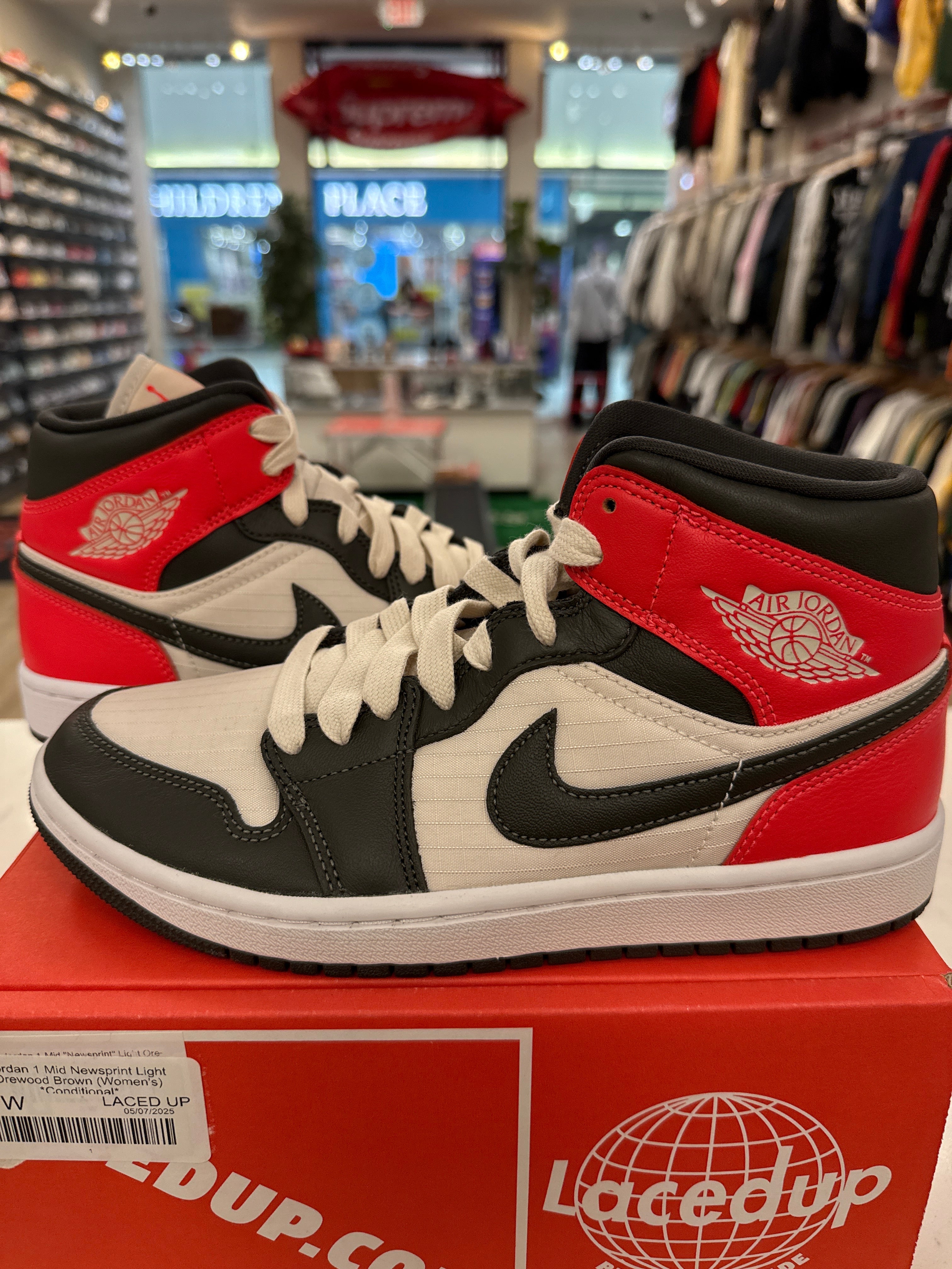 Jordan 1 Mid Newsprint Light Orewood Brown (Women's) *Conditional*