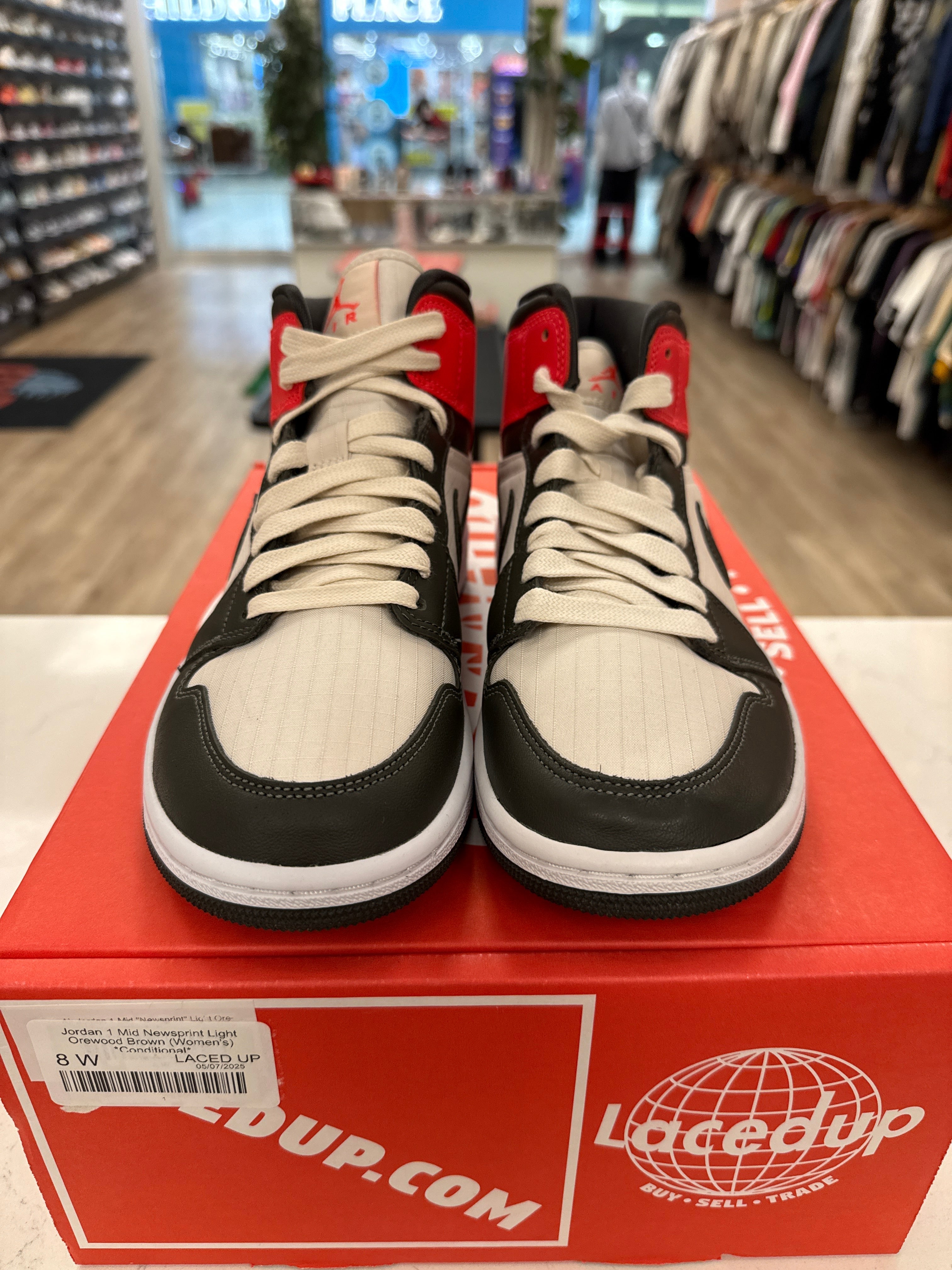 Jordan 1 Mid Newsprint Light Orewood Brown (Women's) *Conditional*