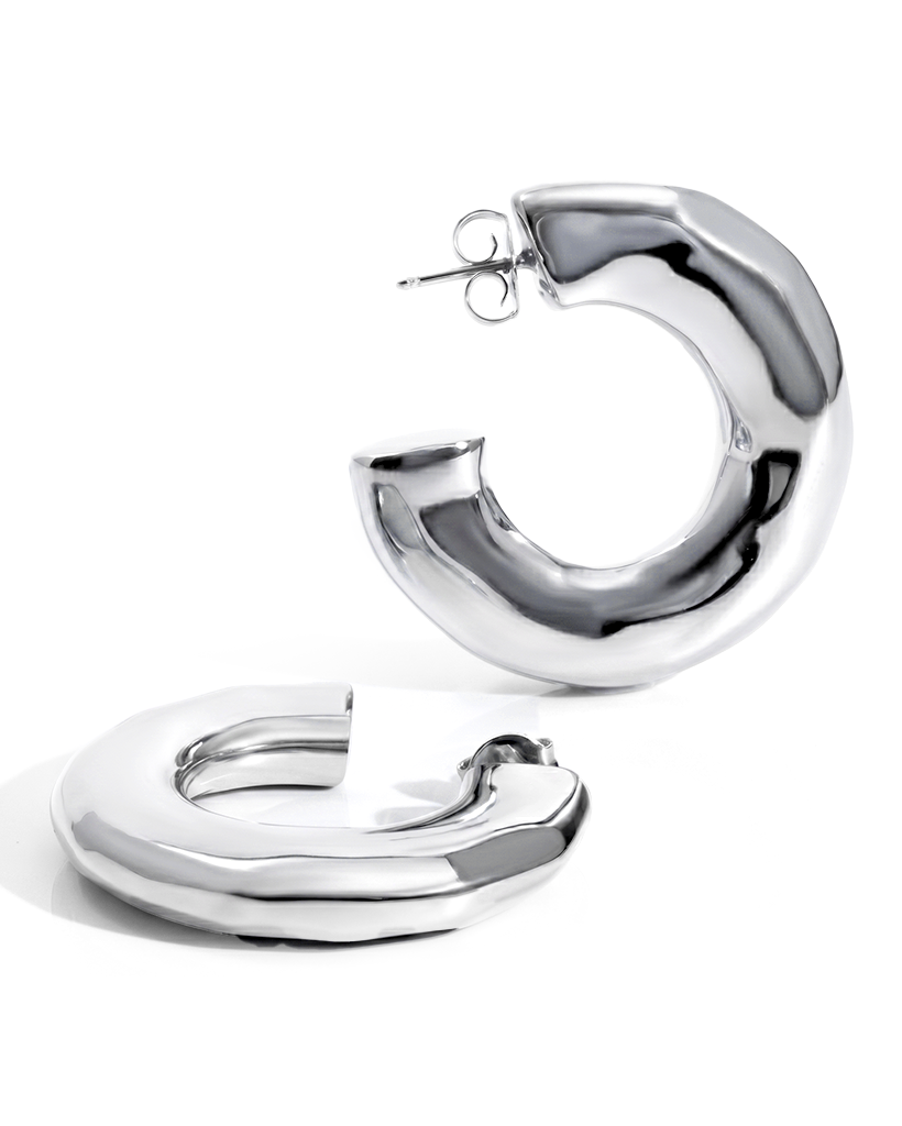 Emma Chunky Hammered Gold Hoop Earrings