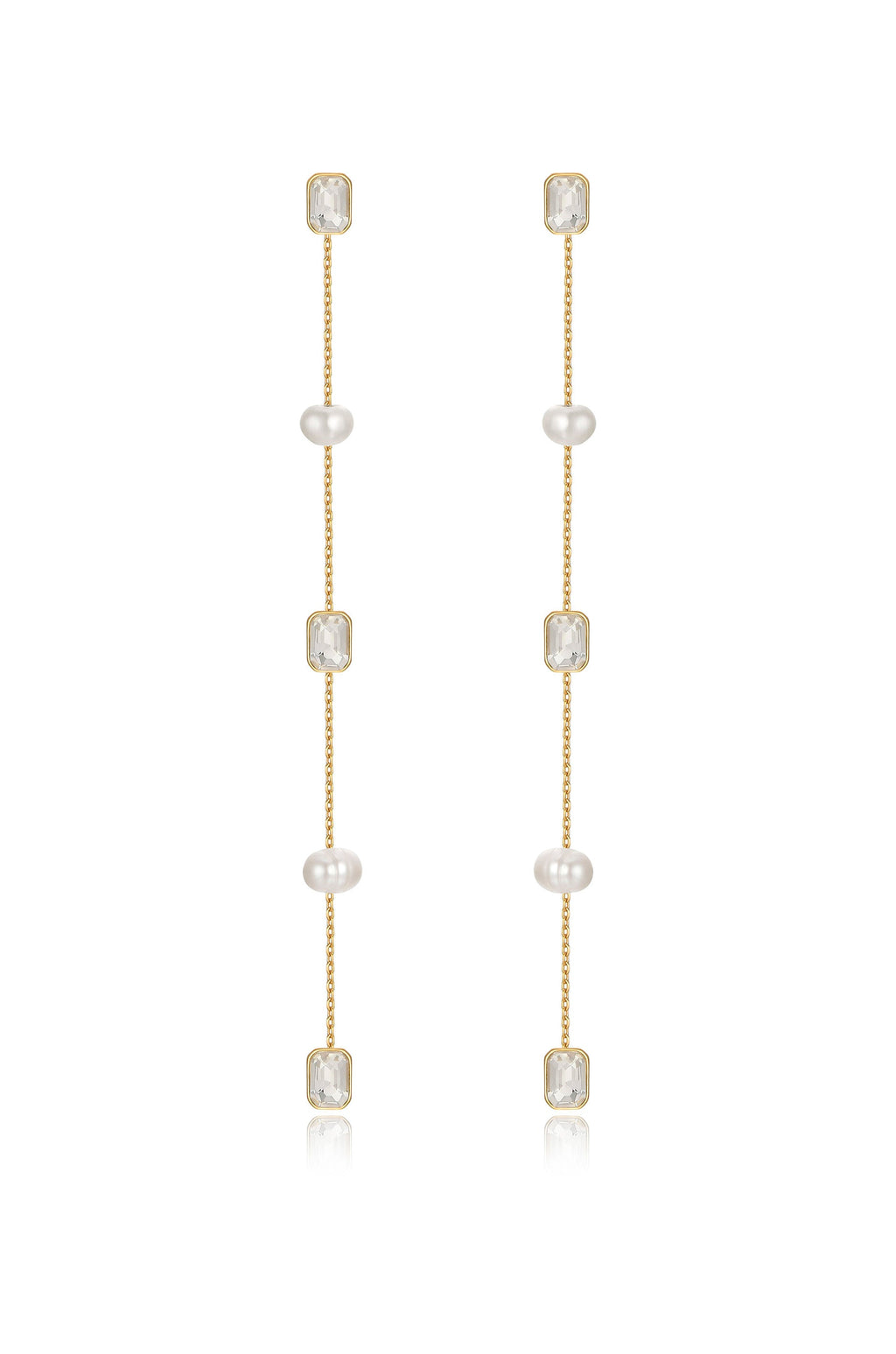 Pearl and Crystal Linear Earrings