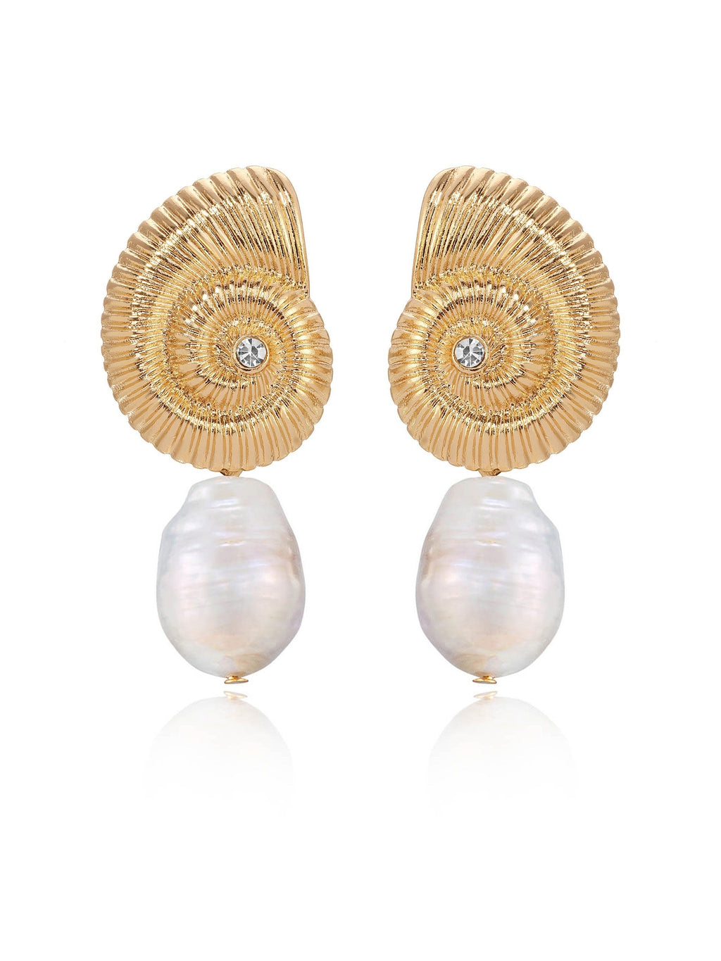 Nautilus Shell Freshwater Pearl Earrings