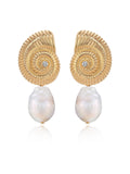 Nautilus Shell Freshwater Pearl Earrings