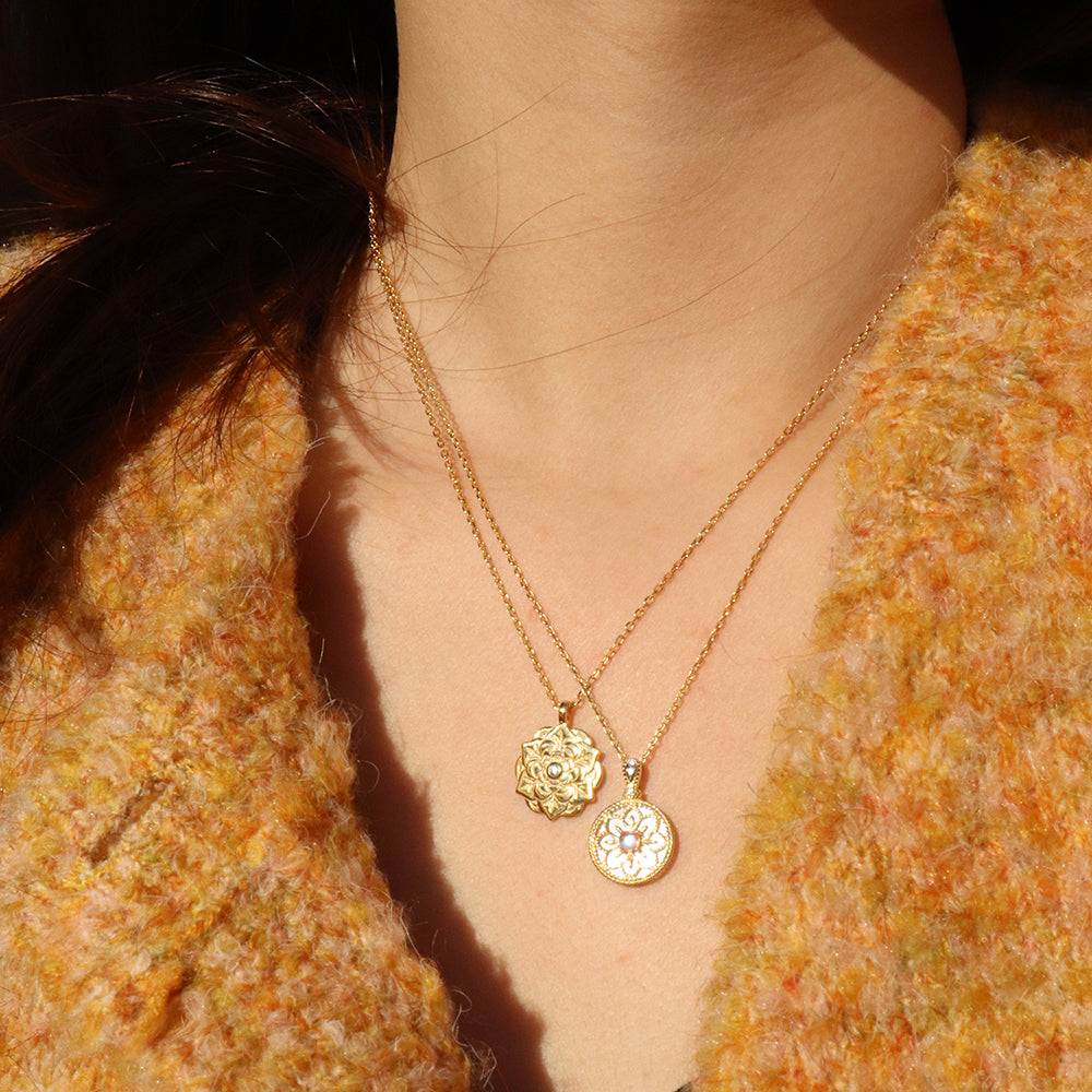 Danielle Floral Pendant Gold Necklace