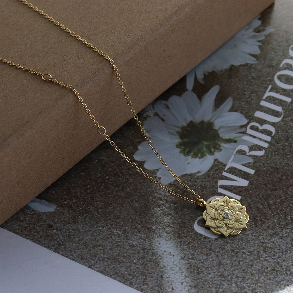 Danielle Floral Pendant Gold Necklace