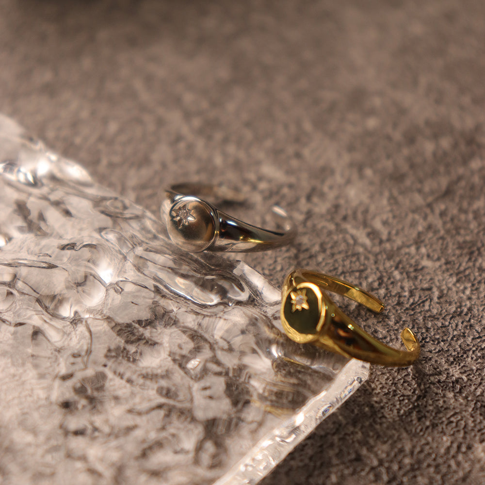 Celeste Star Adjustable Ring, 18k Gold-Plated Silver