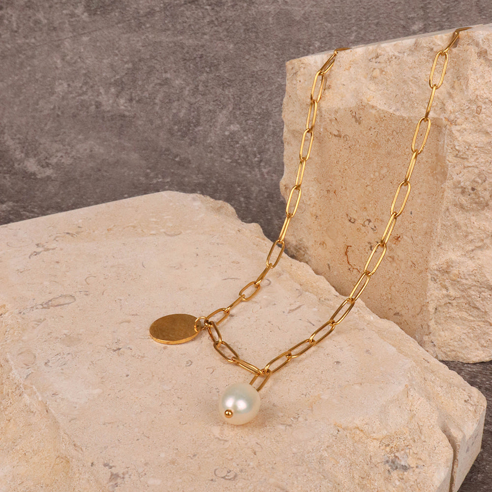 Arianne Labele Gold-Plated Pearl Pendant Necklace