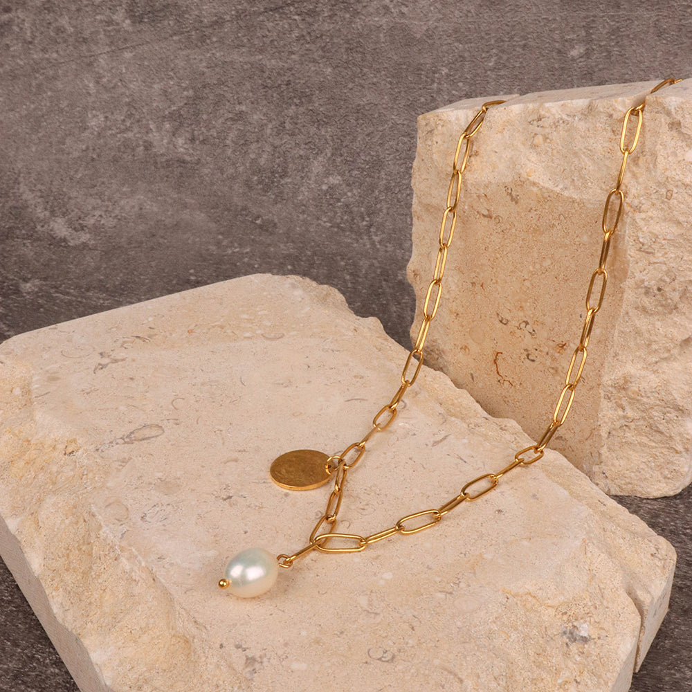 Arianne Labele Gold-Plated Pearl Pendant Necklace