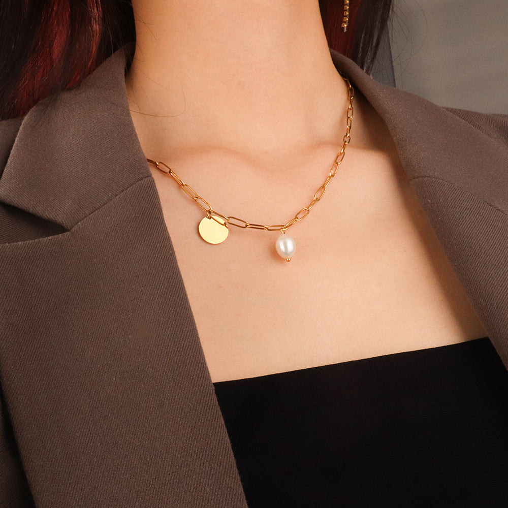 Arianne Labele Gold-Plated Pearl Pendant Necklace