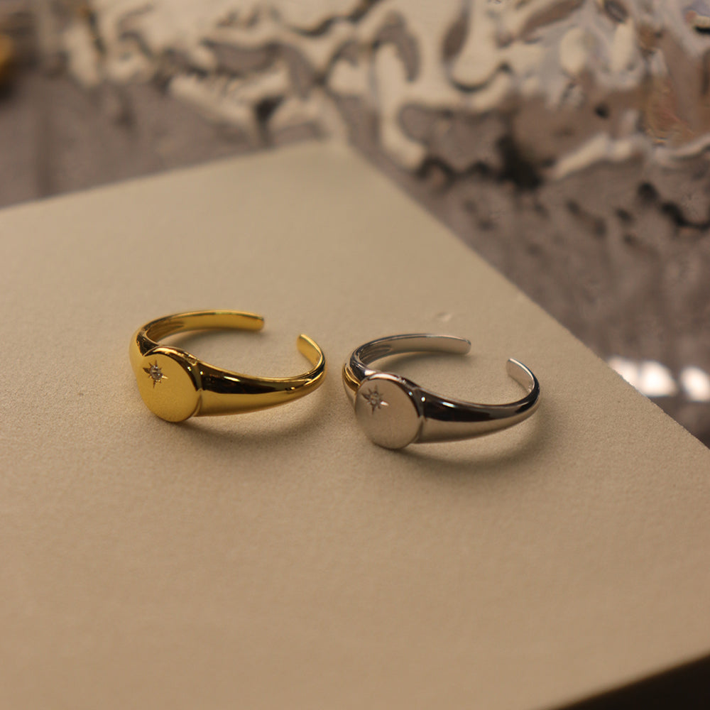 Celeste Star Adjustable Ring, 18k Gold-Plated Silver
