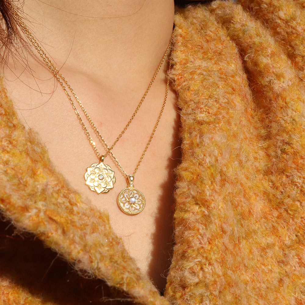 Danielle Floral Pendant Gold Necklace