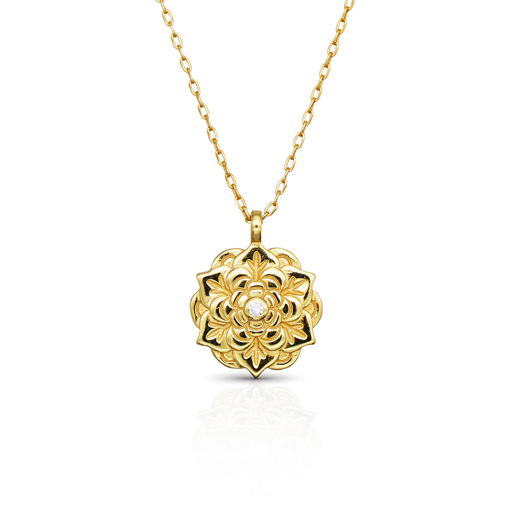 Danielle Floral Pendant Gold Necklace