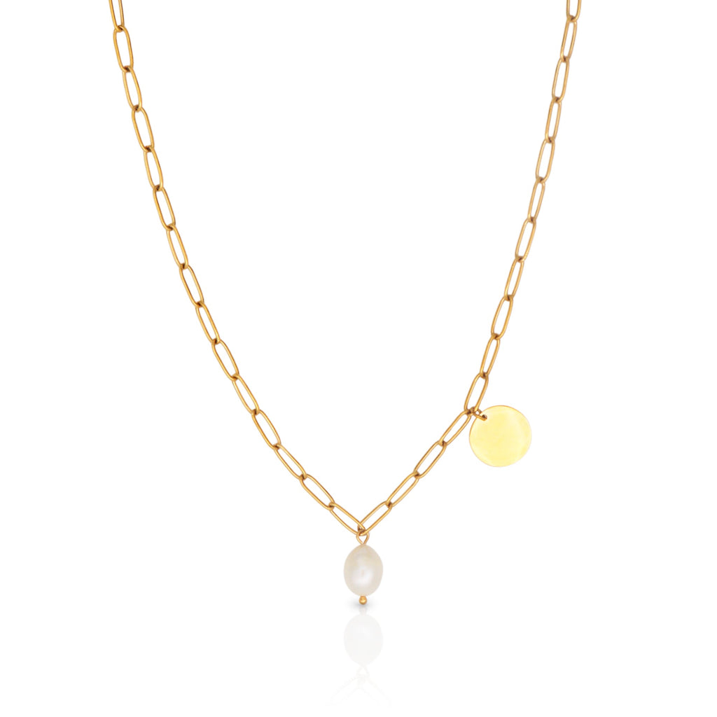 Arianne Labele Gold-Plated Pearl Pendant Necklace