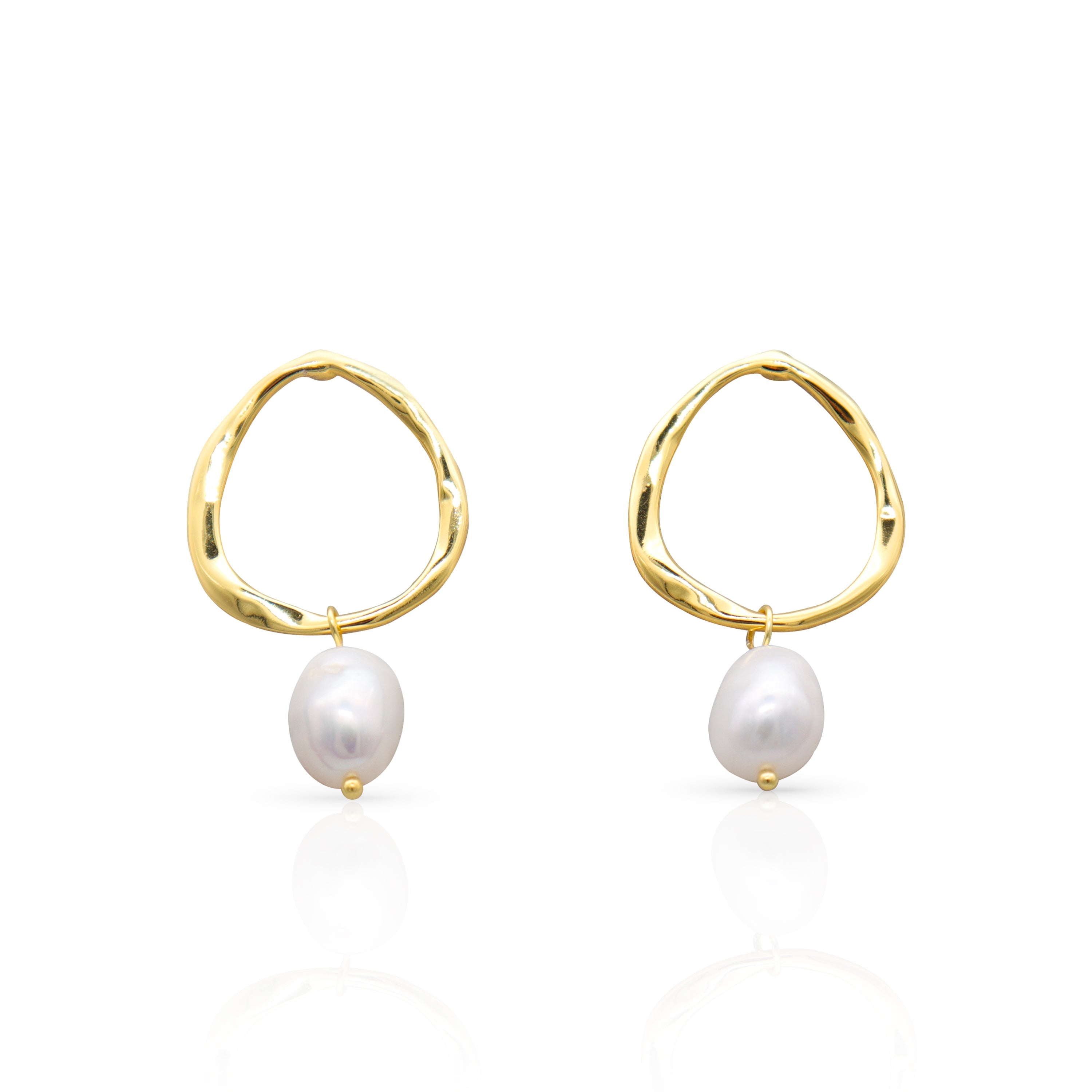 SEASHELL GOLD PEARL EARRINGS