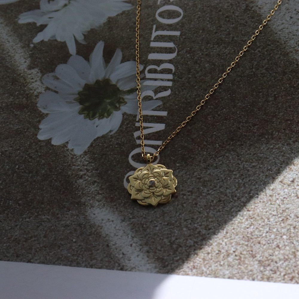 Danielle Floral Pendant Gold Necklace