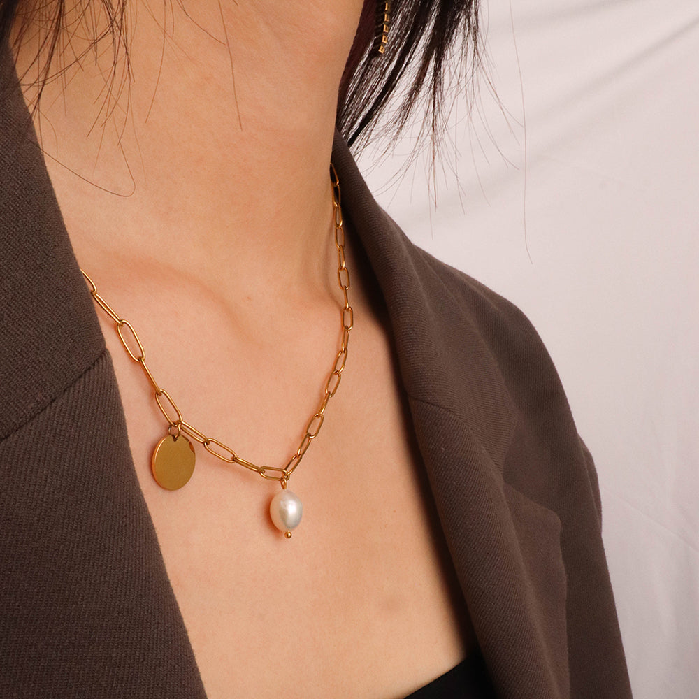 Arianne Labele Gold-Plated Pearl Pendant Necklace