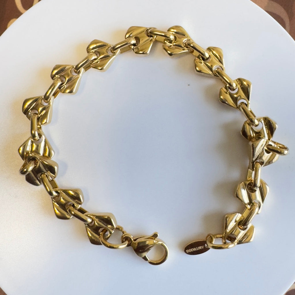 Premium Unisex Stainless Steel Chain Bracelet - Hypoallergenic Gold-Tone with Amtikiss Pendant