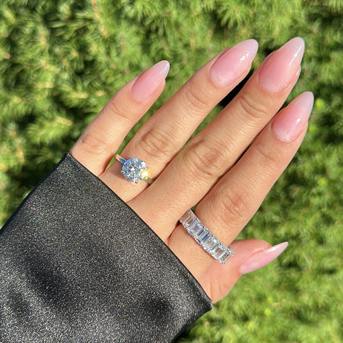3.0ct Lab Blue Sapphire Solitaire Hidden Halo Ring