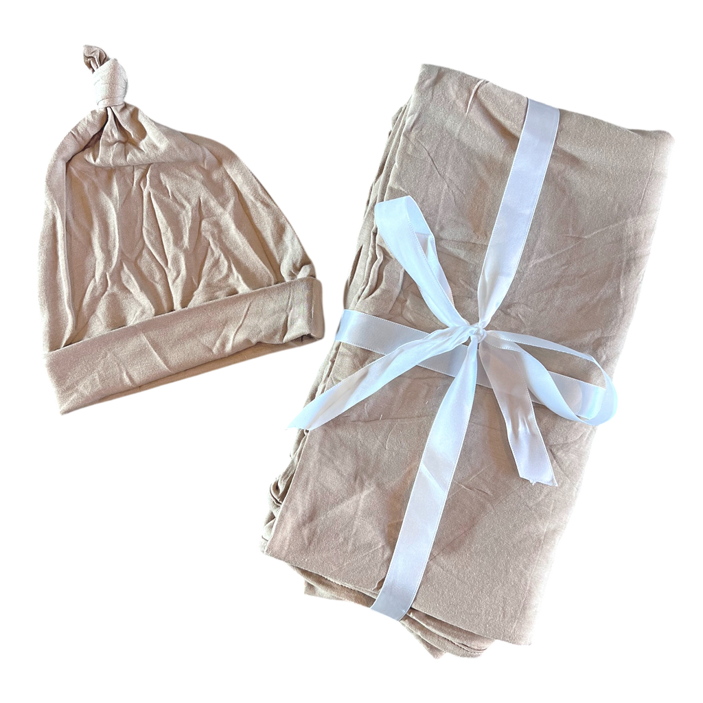 Tan Swaddle + Hat Set