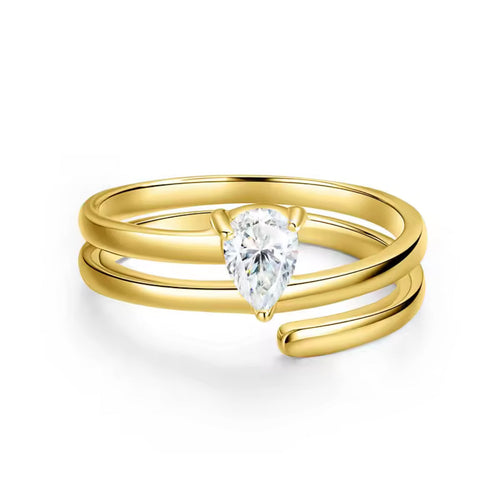 0.5ct Pear Cut Moissanite Swirl Pinky Ring