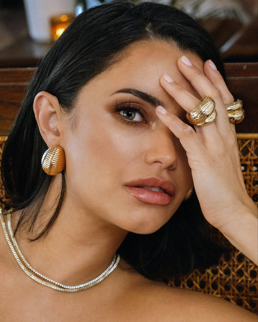 Cynthia 2MM Gold Round-Cut Tennis Choker Necklace