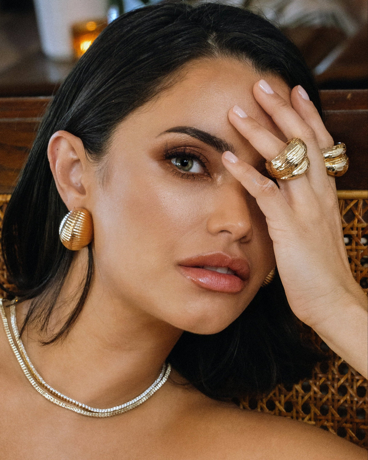 Cynthia 2MM Gold Round-Cut Tennis Choker Necklace