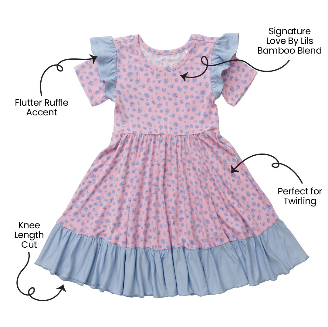 Lillian Leopard Bamboo Ruffle Spin Dress