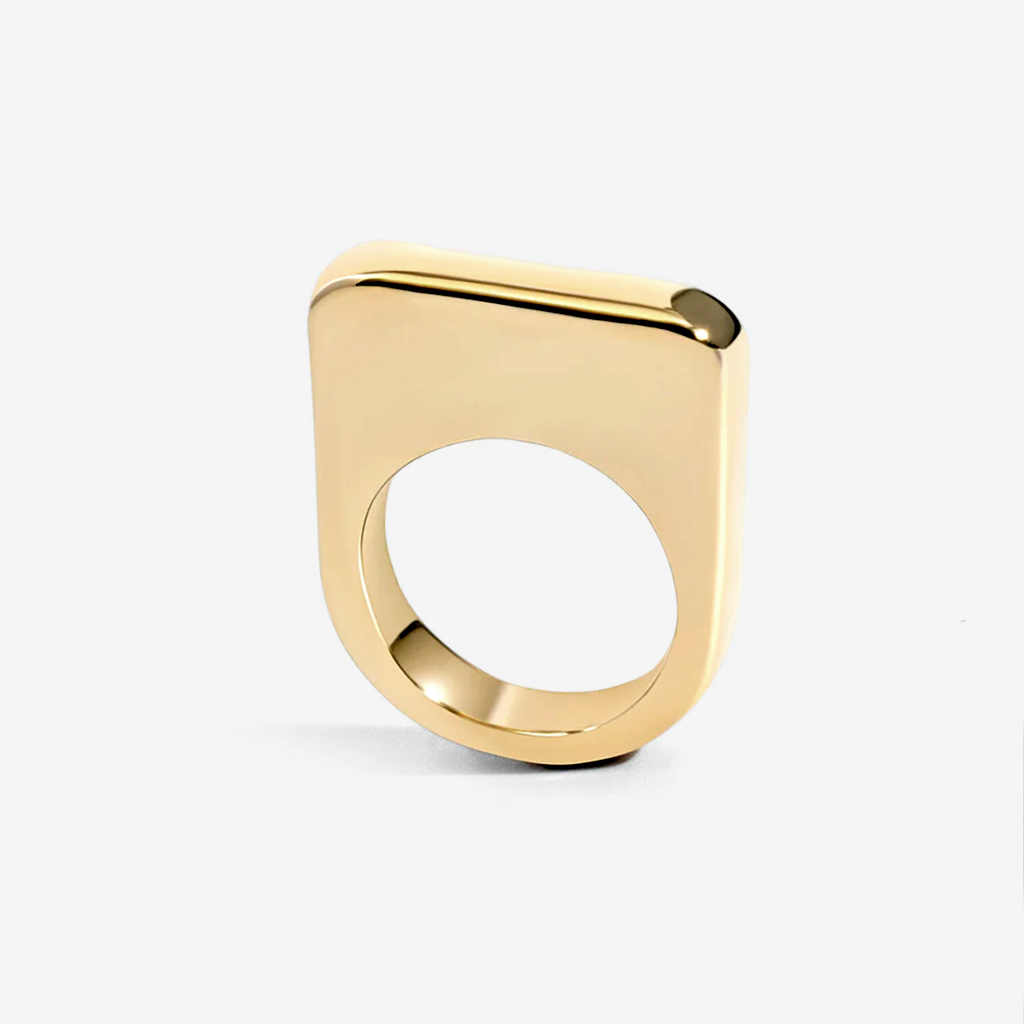 Lily Chunky Square Gold Signet Statement Ring