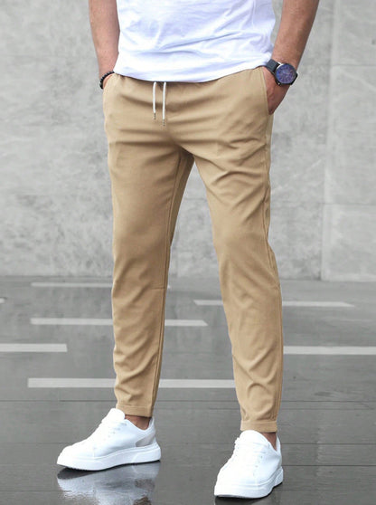 DenimDare™ Men’s Slim Fit Casual Pants With Drawstring & Pockets