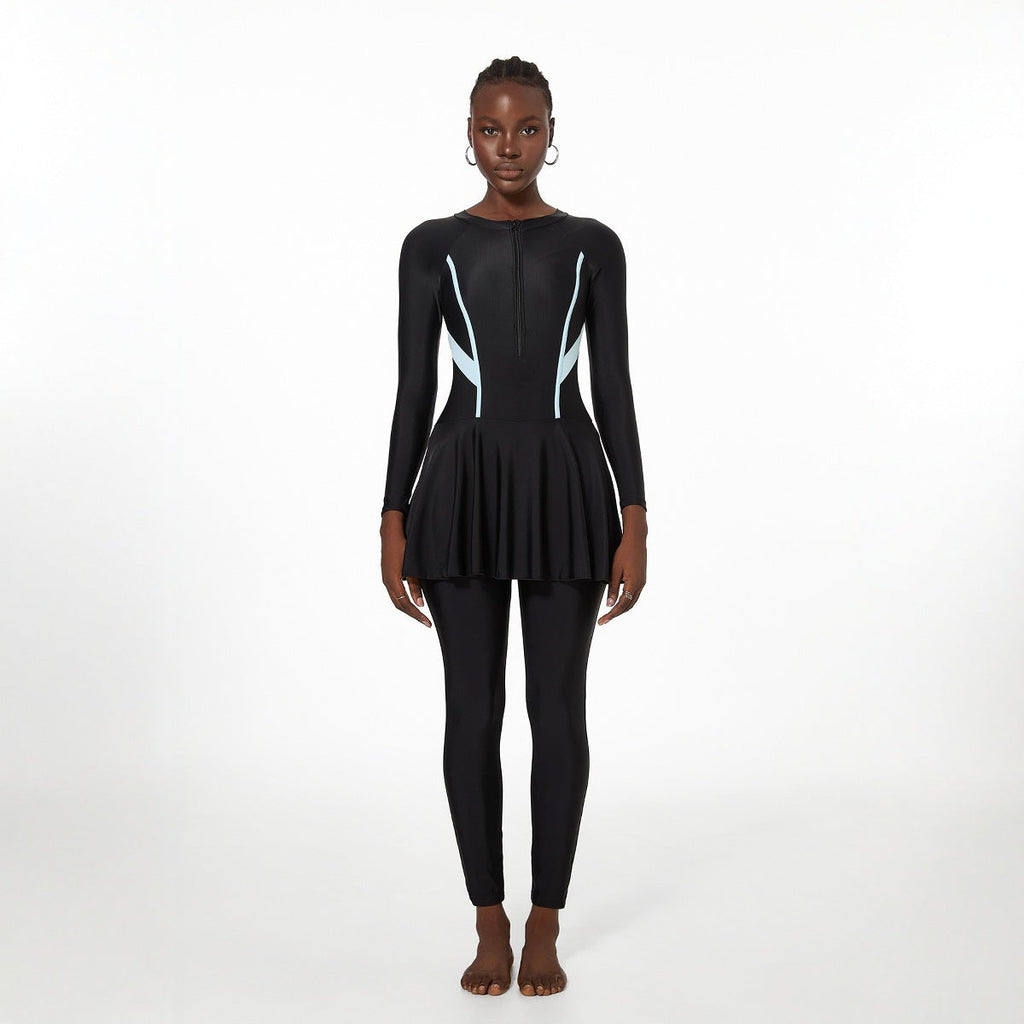 Swimwear Women Belly Covering One Long Sleeve Trousers Spring Surfing Diving Swimsuit