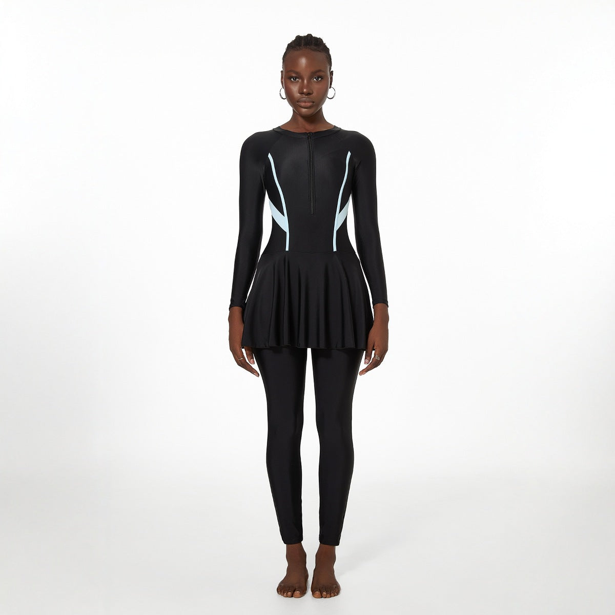 Swimwear Women Belly Covering One Long Sleeve Trousers Spring Surfing Diving Swimsuit