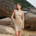 Solid Color Sexy Sequ Hollow Out Cutout out Beach Cover up Bikini Swimsuit Beach Dress Women