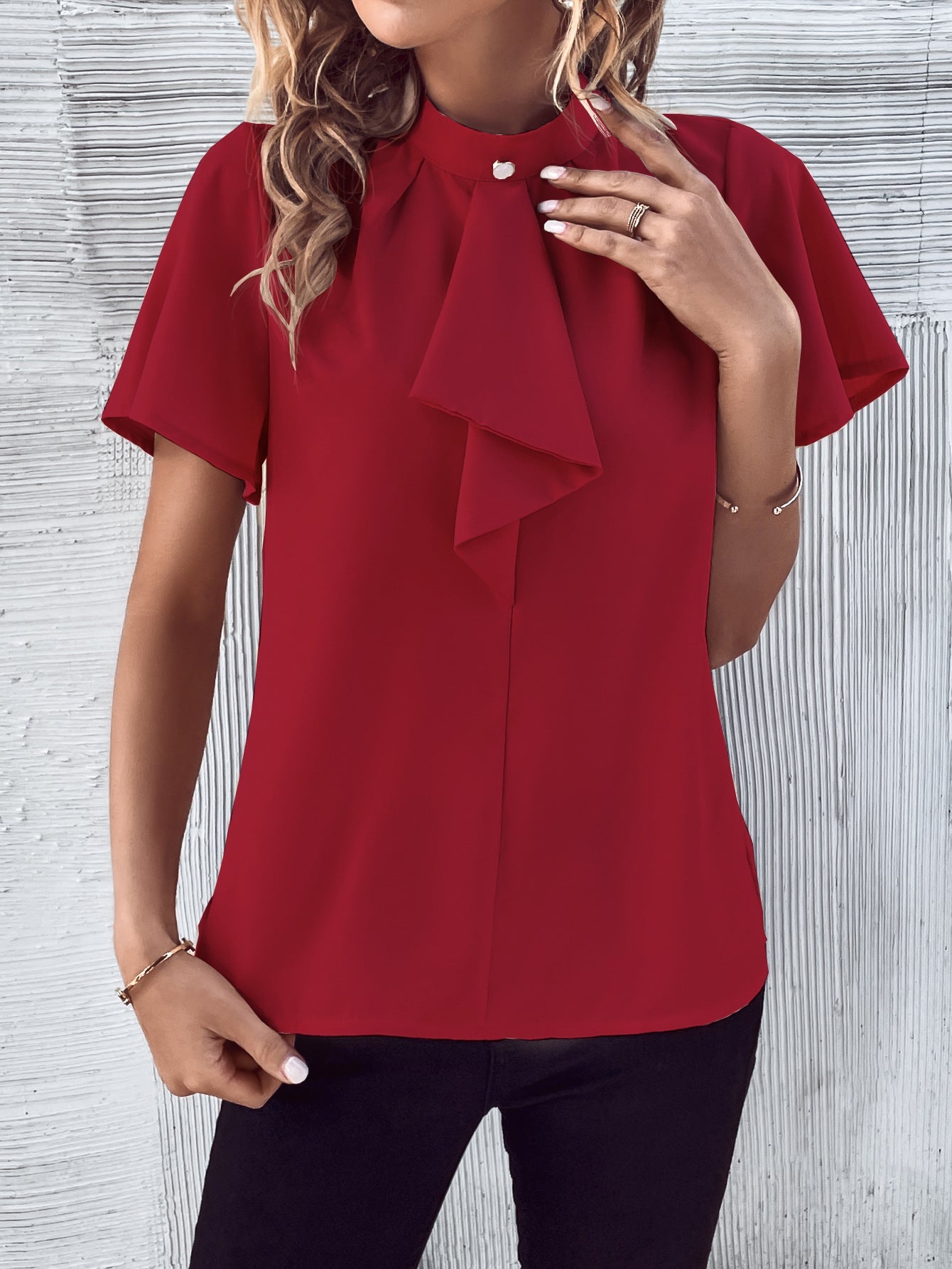 Summer Women Clothing Shirt Women Short Sleeved Summer Bow