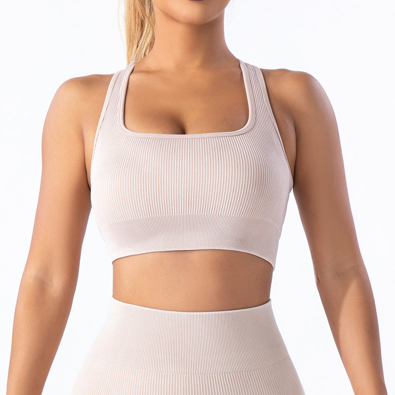 Seamless Frosted Yoga Clothes Four Piece Sports Set Women Shockproof Yoga Bra Fitness Yoga Pants