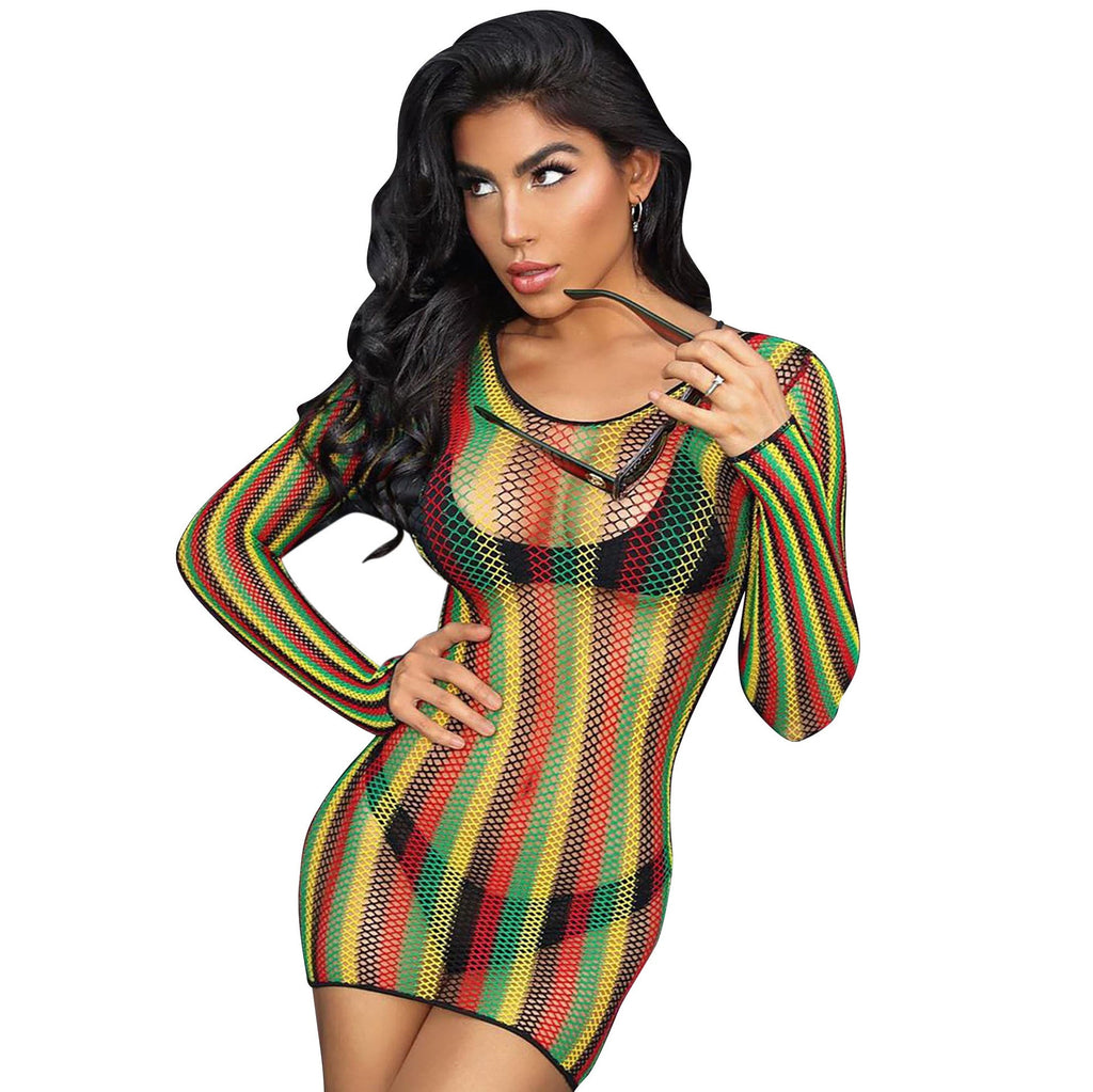 Sexy Super Elastic Diamond-Shaped Network Anti-DDOS Beach Skirt