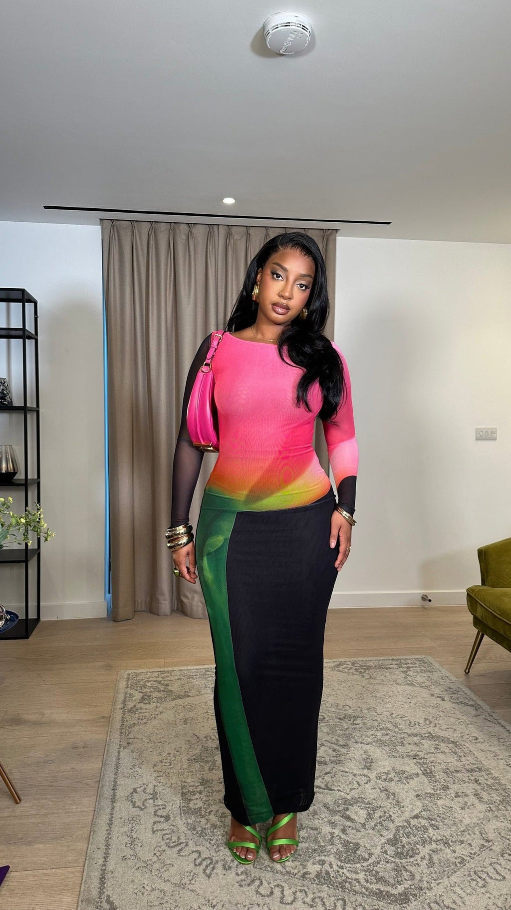 Women Clothing Double Layer Mesh Spring Autumn Elegant Long Sleeve Dress