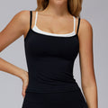 Faux Two Piece Suspender Vest Slim Fit Nude Feel Slimming Contrast Color Vest Running Workout Yoga Top Women