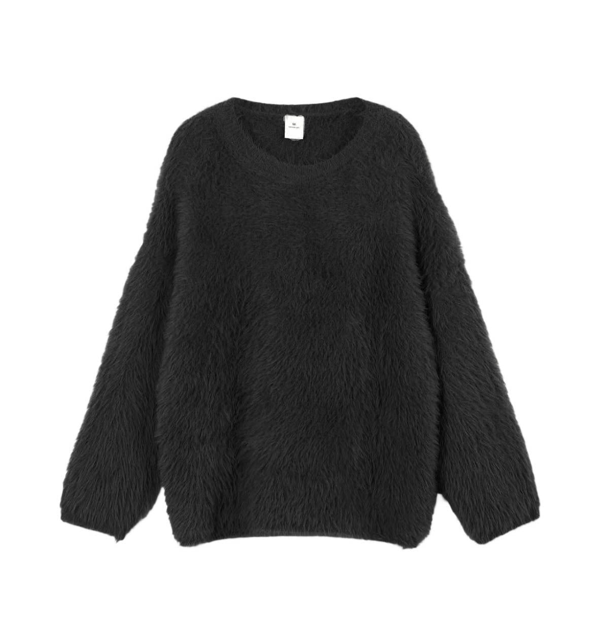 Color Imitation Marten round Neck Sweater Women Wind Soft Knitted Basic