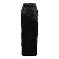 Women Clothing Retro Faux Leather Stitching Design Half Length Skirt Women Wild High Waist Slit Hip Skirt