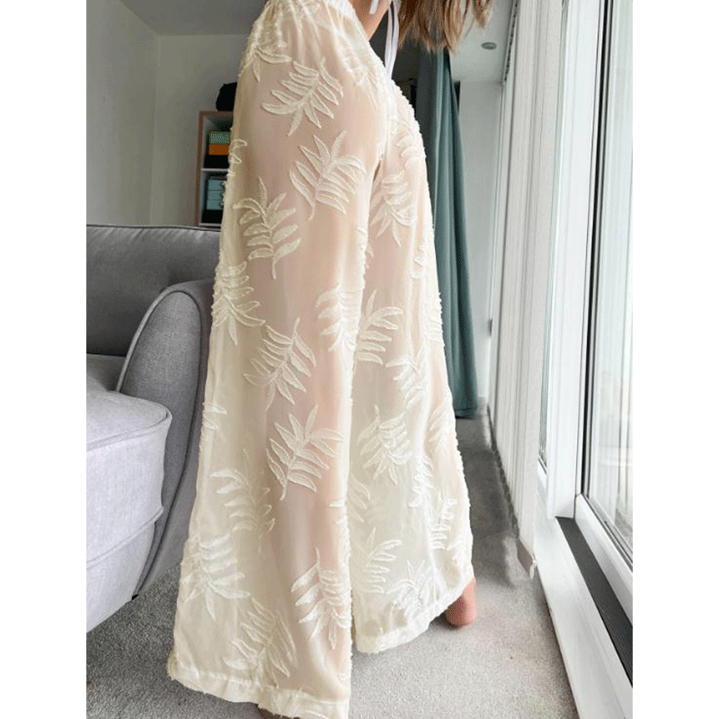 Jacquard Sunscreen Beach Pants Chiffon High Waist Wide Leg Pants Bikini Women Clothing Loose Casual Trousers